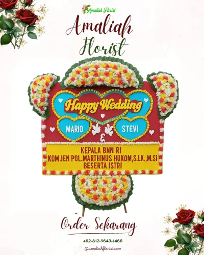 Karangan Papan Bunga Pernikahan di Pinang Jaya
